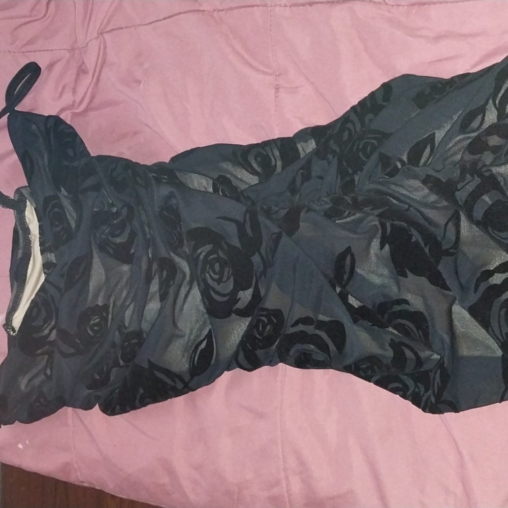 Black rose mesh dress shein
